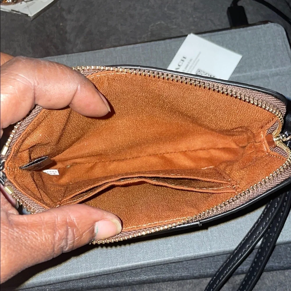 Coach Signature Wristlet in Tan and Black NWOT